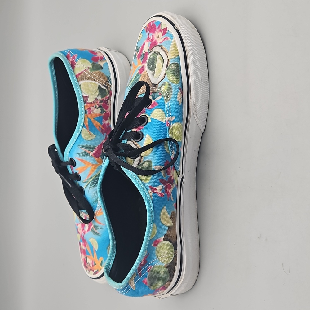 Vans Turquoise Floral Athletic Shoes with Black Laces - Picture 2 of 10